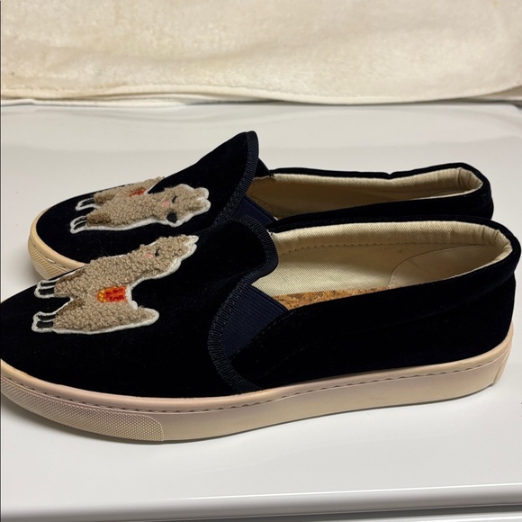 Soludos Navy Velvet Alpaca Embroidered Sneakers - Picture 3 of 5